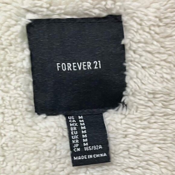 Forever 21 Olive Green Faux Shearling Lined Parka - Size M - Picture 8 of 14